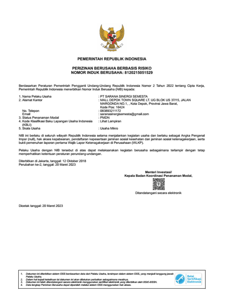 NIB (Nomor Induk Berusaha)